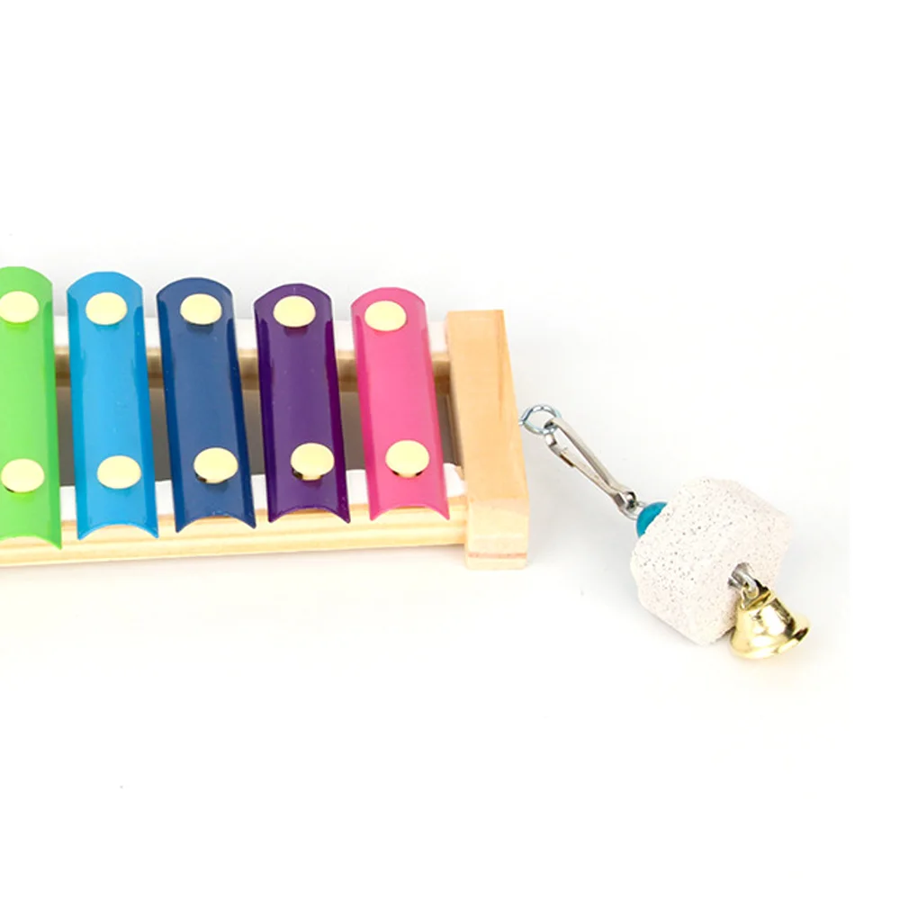 Bird Chicken Xylophone Toy Wooden Suspensible Bird Cage Accessories Musical Toy with 8 Keys for Chicken Bird Parrot Macaw Hens view 4