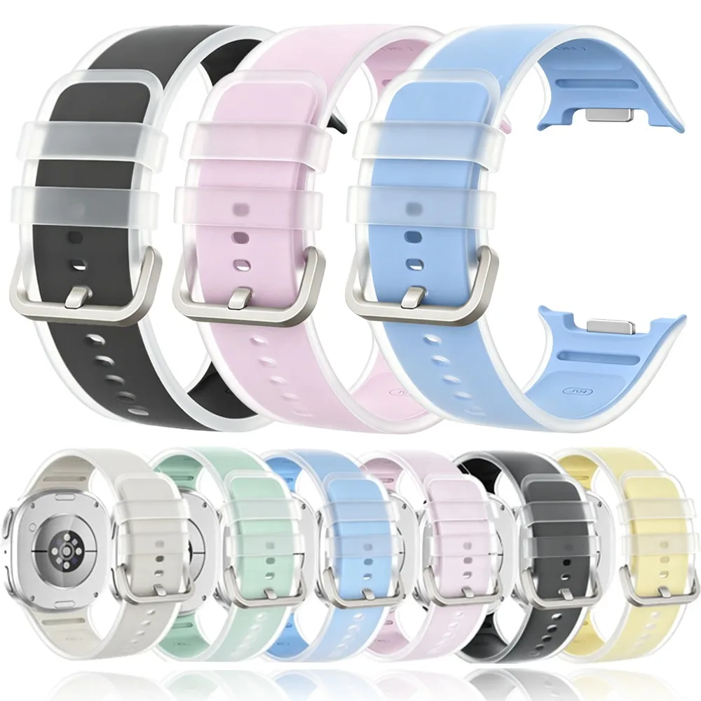 Official Jelly Transparent Silicone Strap for Samsung Galaxy Watch 9 8 40/44mm 8 Classic 46mm Soft Breathable Bracelet Wristband