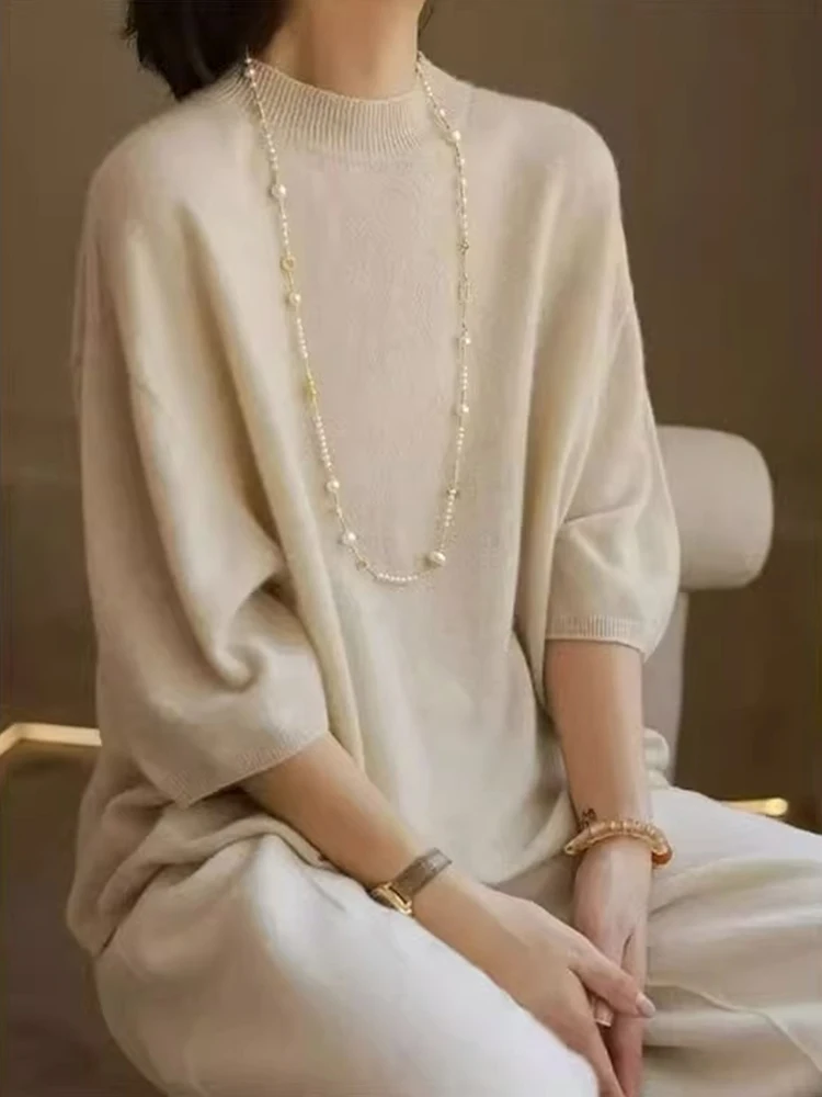 

Повседневный свободный вязаный свитер Camere Base irt f с высоким воротником Seven Sve, женский модный универсальный цветной трикотаж...