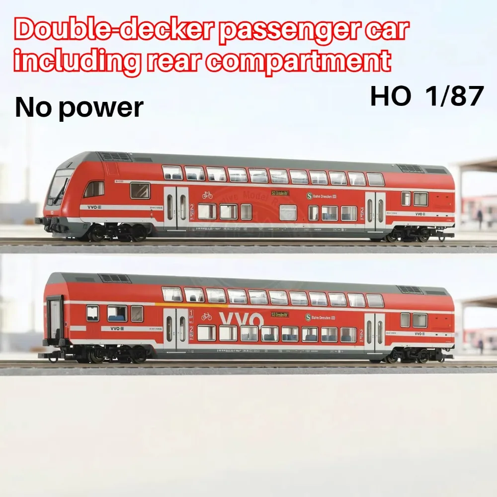 ROCO HO Type 1/87 Model Train Double-decker Passenger Cars with Lights and A Rear Compartment 6200066 2 Cars Boy's Toy Gift