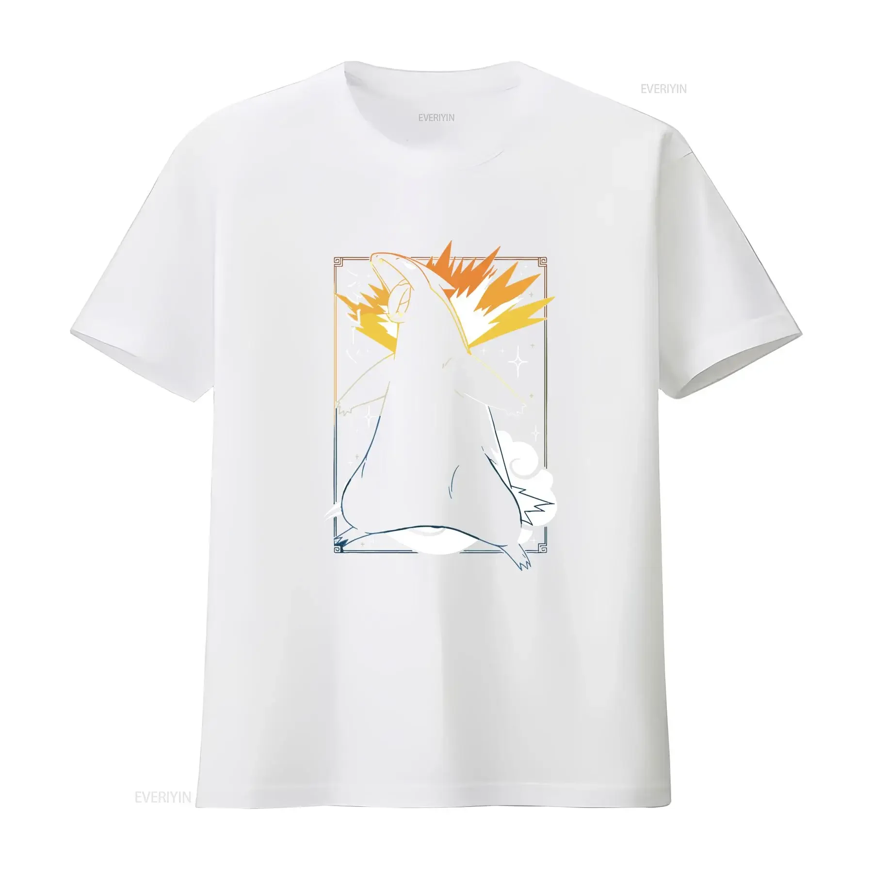 تي شيرت Typhlosion باللون الأسود مثالي لعطلة عيد الميلاد الحالية ومغسول ومسامي كاجوال للجنسين برسومات قليلاً #4