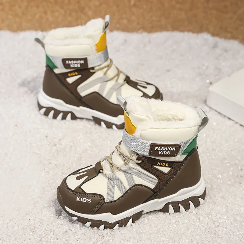 

Children Snown Boots Hook & Loop Boys Causal Sports Short Boots Outdoor Fashion Winter Plush Warm Kid's Ankle Boots