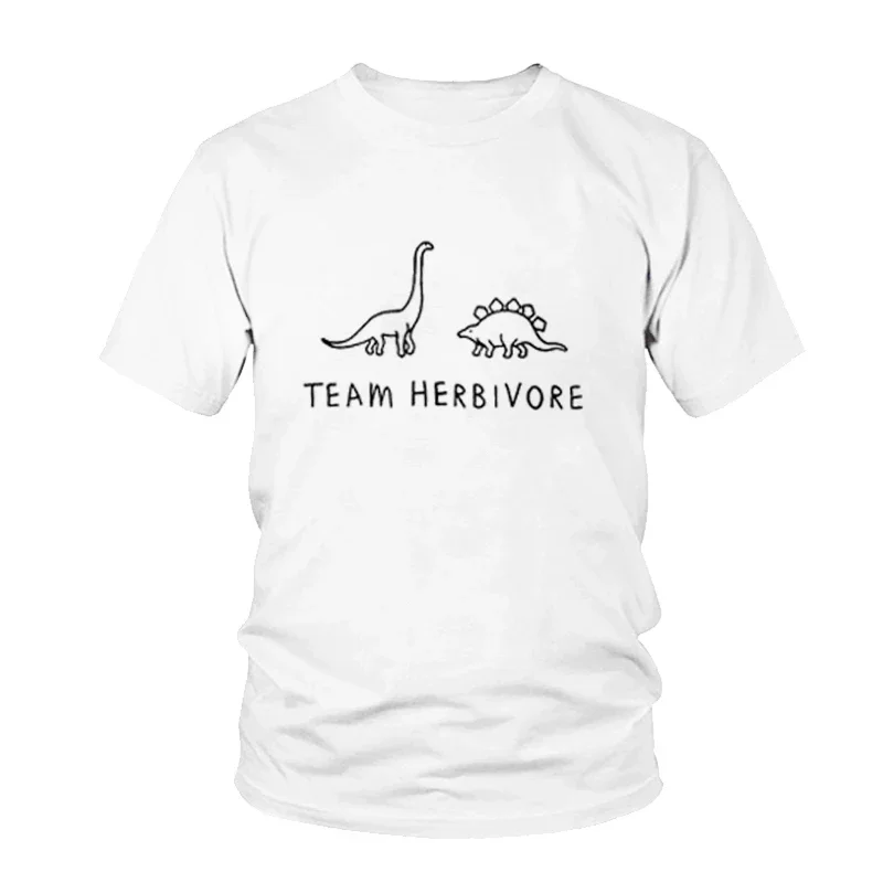 T-Shirt Unisex Vegan Tee    Women Men t shirt white t-shirt tshirts Black tee TEAM HERBIVORE Dinosaur Print Tops