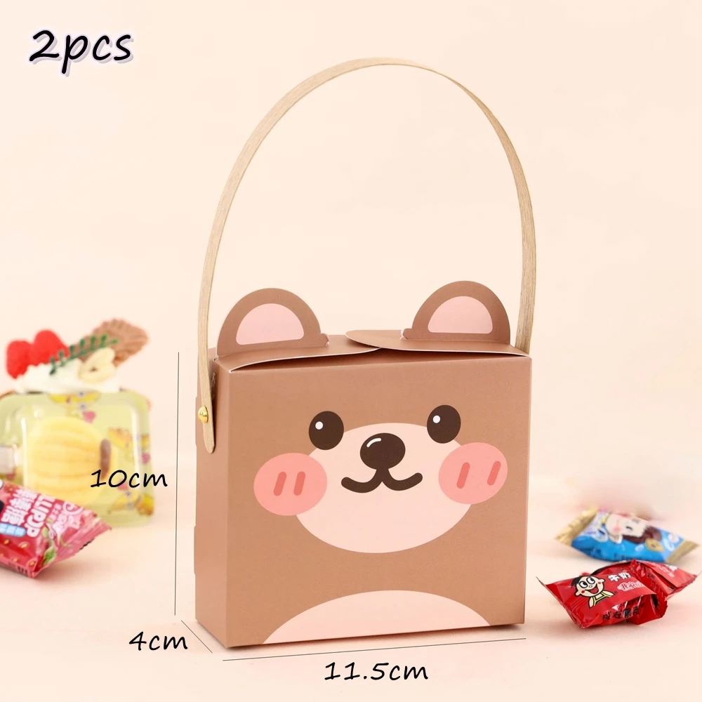 Cartoon Bear Candy Bags Cute Bear Cookie Boxes for Kids Bear Theme Birthday Party Decorations DIY Baking Packaging Gift Supplies