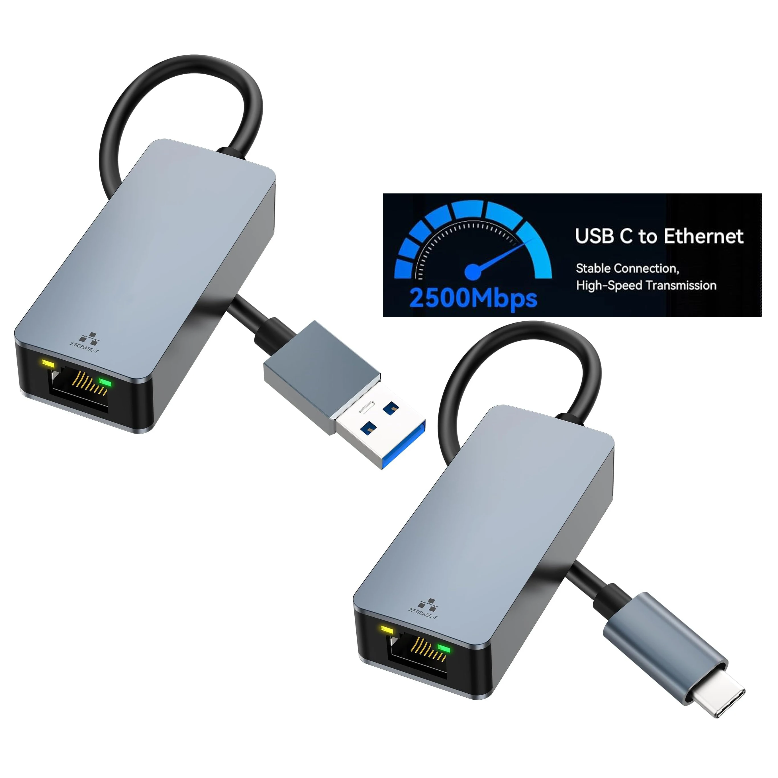 USB 3.1 Type-C To RJ45 2500Mbps High Speed Network Card RTL8156B 2.5G Ethernet Adapter for Laptop Desktop Windows7/8/10 Macos PC