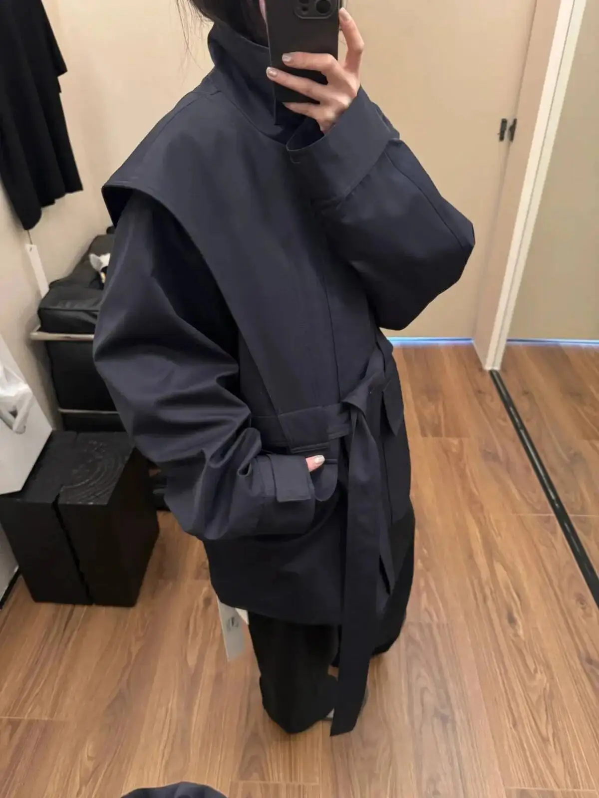 KWTX femmes Trench manteau solide col haut cravate ceinture poches à glissière nouveauté luxe Premium à la mode élégant printemps automne