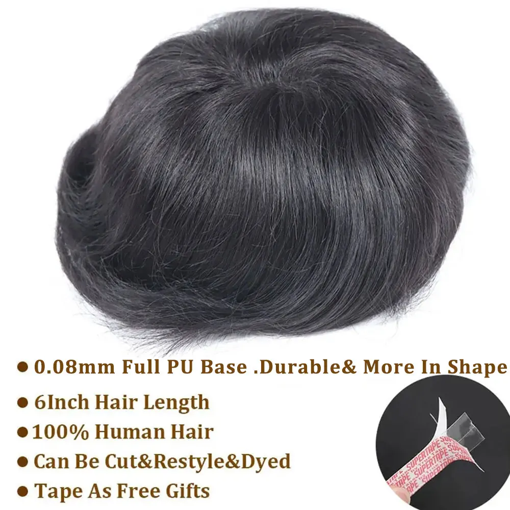 8 "x 10" полная кожа парик из искусственной кожи для мужчин инъекционный полный поли человеческие волосы мужской парик # 1B Мужской капиллярный протез, замена волос