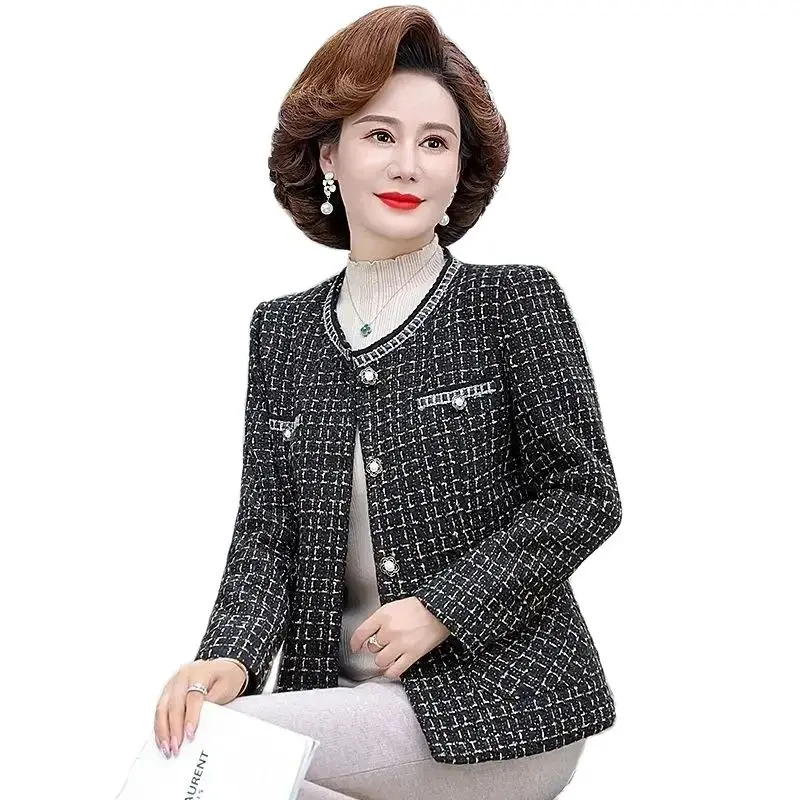 Mom's Spring And Autumn Short Coat Women's Fashion Age-reducing Joker Top Temperament Slim High-End Ladies' Coat