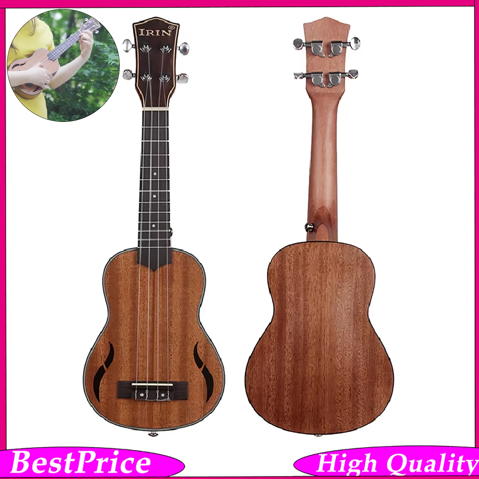 IRIN 21 Inch Ukulele 4 Strings Guitar Classical Musical Instrument Gift Music Education Enlightenment for Beginners Studio Stage