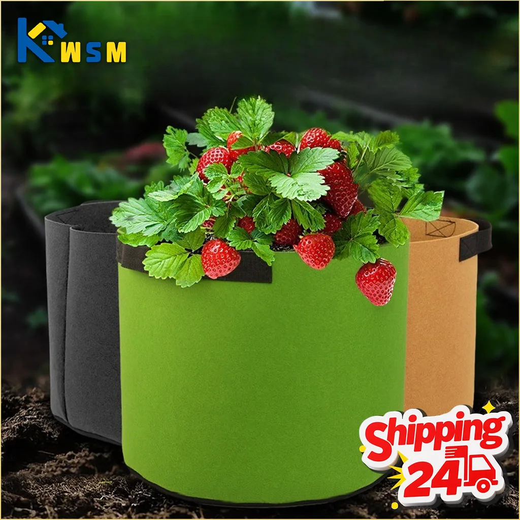 1-4PCS Thickened Nonwoven Fabric Grow Bag Felt Plant Pot for Balcony Roof Garden Aeration Container with Handle
