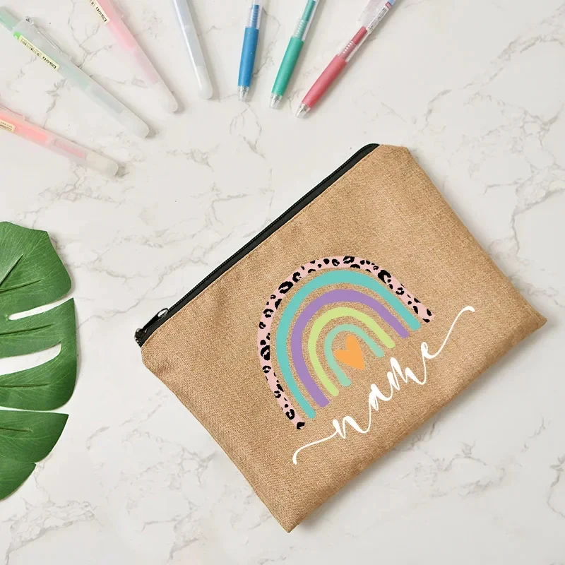 Bolsas de cosméticos personalizadas con nombre para mujer, bolsa de maquillaje, organizador de artículos de tocador para viajes al aire libre, bolsa