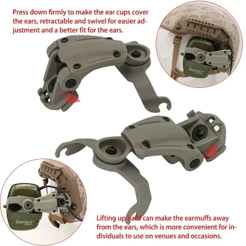 ARC Helmet Mount Rail Adapter, Adapter for Howard Leight Impact Sports Sound Amplified Electronic Shooting Headphones