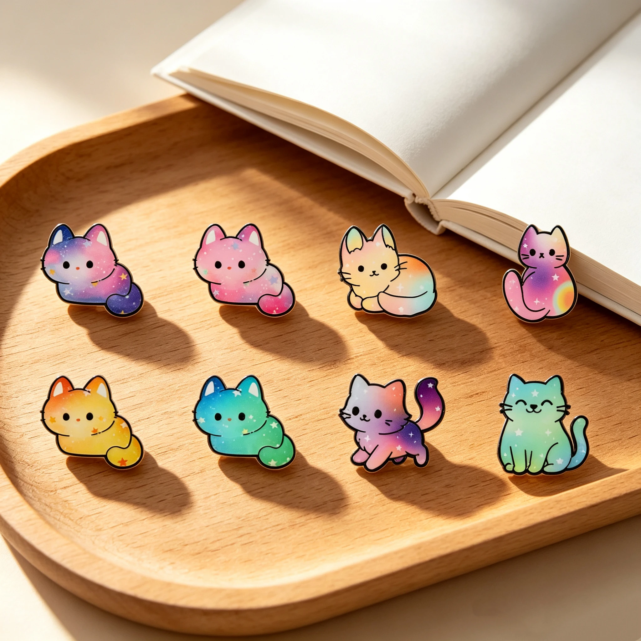 4/8pcs Cute Colorful Cat Enamel Pins Cartoon Brooches Badge Lapel Pin For Backpack Clothes Accessories Animal Jewelry Birthday G