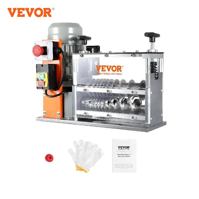 VEVOR Máquina Pelacables Automática de Hierro Fundido 750 W Pelacables Eléctrico Motorizado de 1,5-32 mm Pelacables de 30 m/min con Manivela Manual Extra 10 Canales para Reciclaje de Chatarra de Cobre