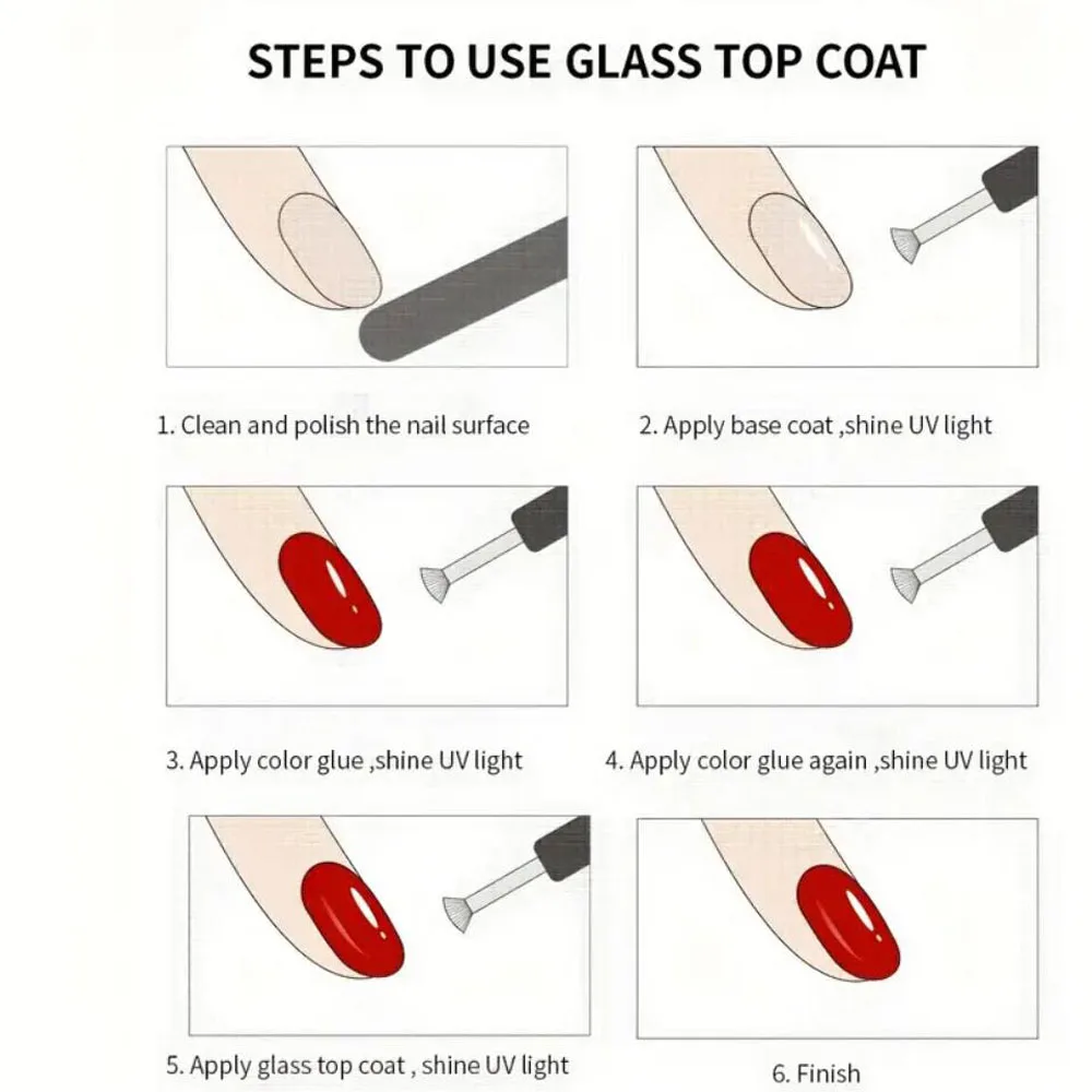 Smalto per unghie in gel con top coat in vetro da 15 ml Super Shine Strato sigillante trasparente Smalto per gel per unghie Top coat in gomma a lunga durata UV/LED NailGEL