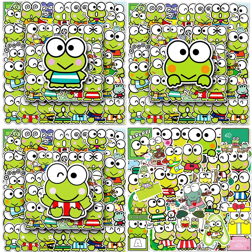 

50/100pcs Kawaii Big Eye Frog Cartoon Kero Kero Keroppi Stickers for Kids Girls Waterproof Decals DIY Guitar Laptop Skateboard