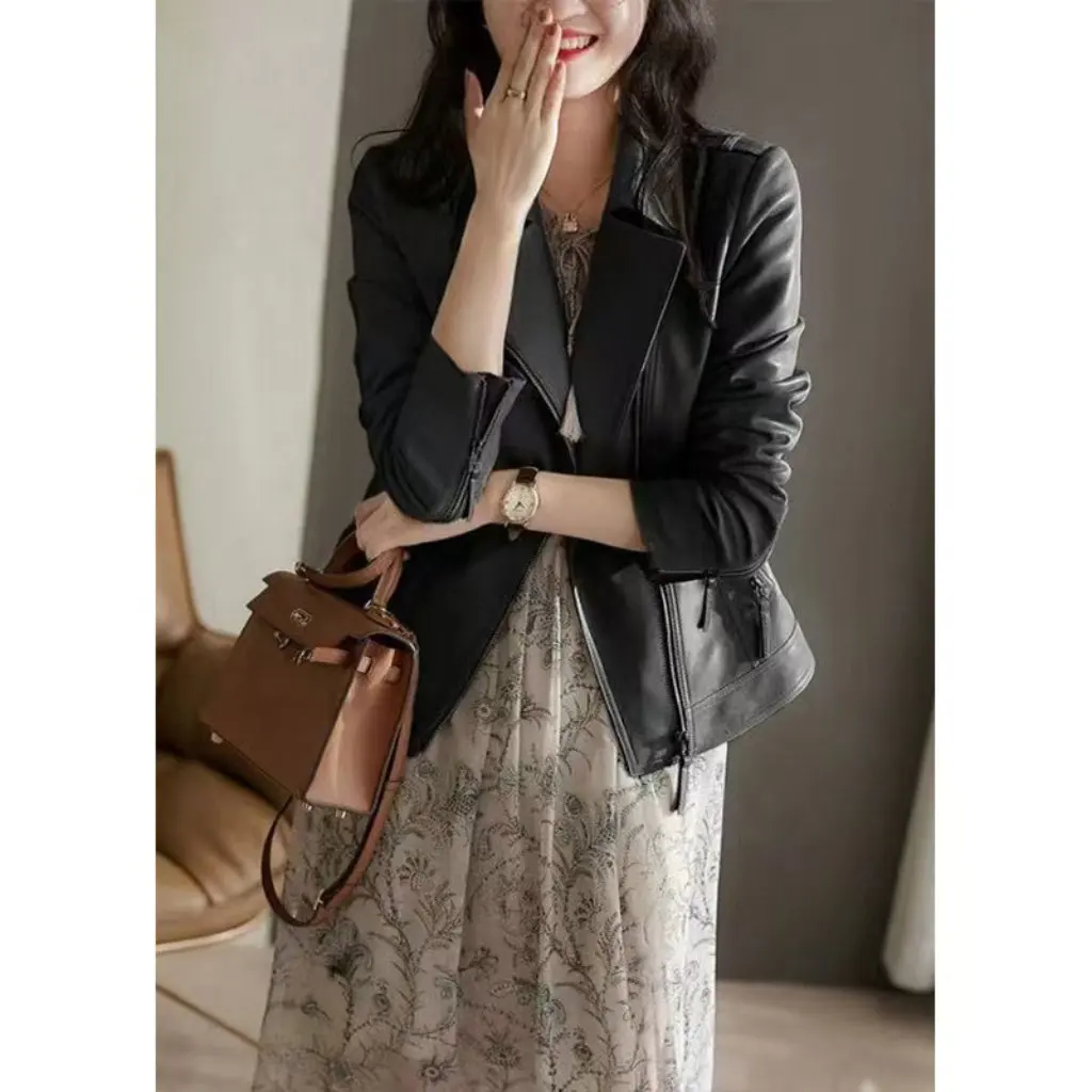 하이닝 공장 직영 양가죽 긴 소매 슬림 핏 패션 코트 젊은 기관차 스타일