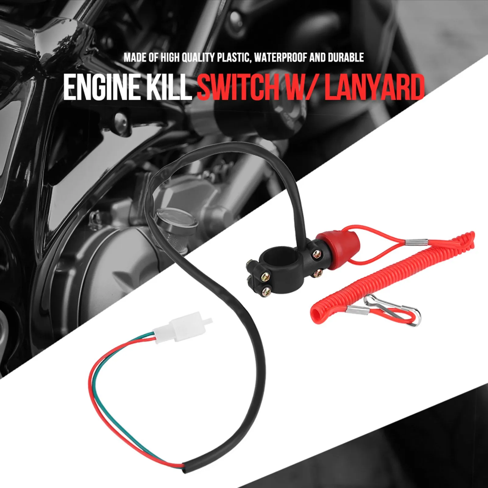 

22mm 7/8" Engine Kill Switch with Safety Tether for Motorcycle Boat Outboard Motor Lanyard Cord