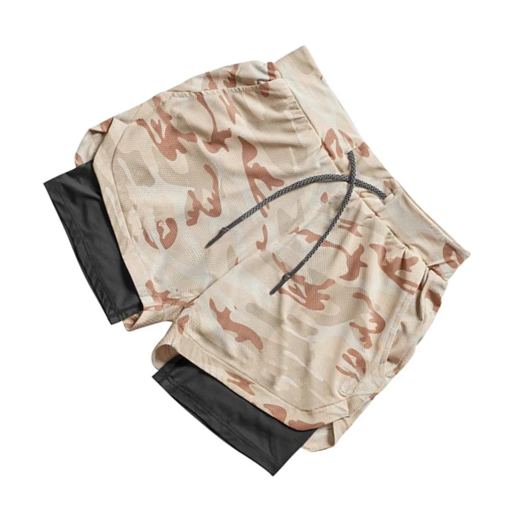 

Men's Quick Dry Camo Short Pants Size M Athletic Trunks Breathable Fabric with Built-in Pockets Adjustable Drawstring for Sports