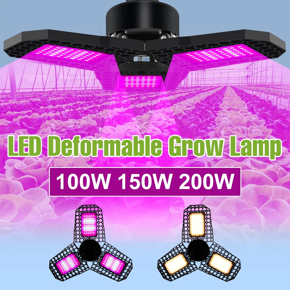 200W LED Full Spectrum Grow Bulb E27 Foldable Indoors Plant Fill Light Greenhouse Tent Vegs Flower Hydroponic Cultivation Lamp