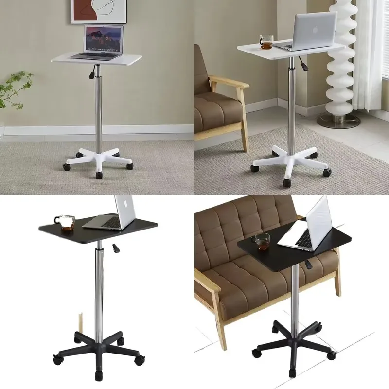 Mobile Height Adjustable Standing Desk Portable Wheeled Laptop Workbench Small Sofa Bedside Table for Home Office