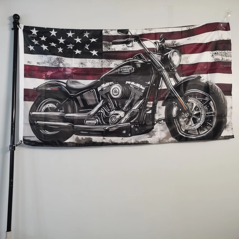 

American Flag Motorcycle Flag USA 2x3ft 3x5ft, Stars and Stripes Polyester Banner for Outdoor Garden Patio