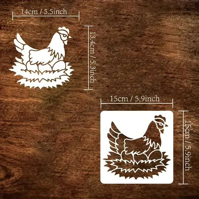 6Pcs/Set 15cm Poultry Rooster Farmhouse DIY Layering Stencils Painting Scrapbook Coloring Embossing Album Decorative Template