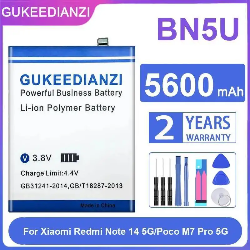

Good Low-Temperature Performance 5600Mah For Xiaomi Redmi Note 14 5G Poco M7 Pro BN5U Mobile Phone Battery