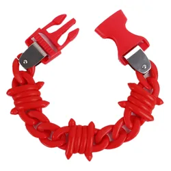 FishSheep Puck Acrylic Thorns Rivets Bracelet For Men Women Gothic Spike Brambles Wire Chain Bracelets Bangles Fashion Jewelry