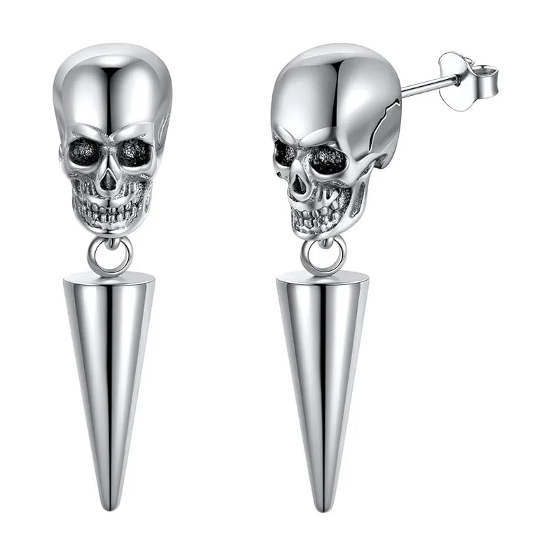 A pair of black Gothic-style skull goat magic earrings, Wolf earrings, Halloween women's versatile pendants for boys and teenage