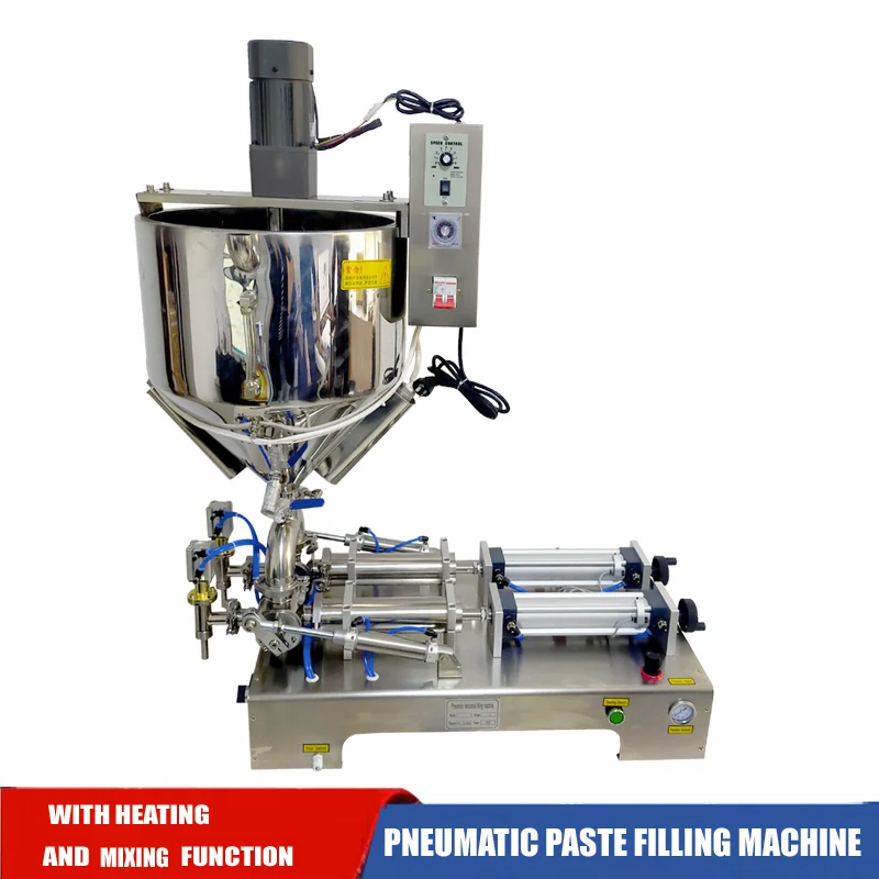 

Double-Head Liquid Paste Filling Machine For Honey Chili Sauce Laundry Detergent Quantitative Filling Machine With Heating Mixin