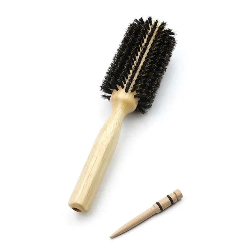 6 Sizes Wood Handle Boar Bristles Round Brush Removable Tail Professional Barber Salon Hairdressing Hair Brush Hair Round Comb