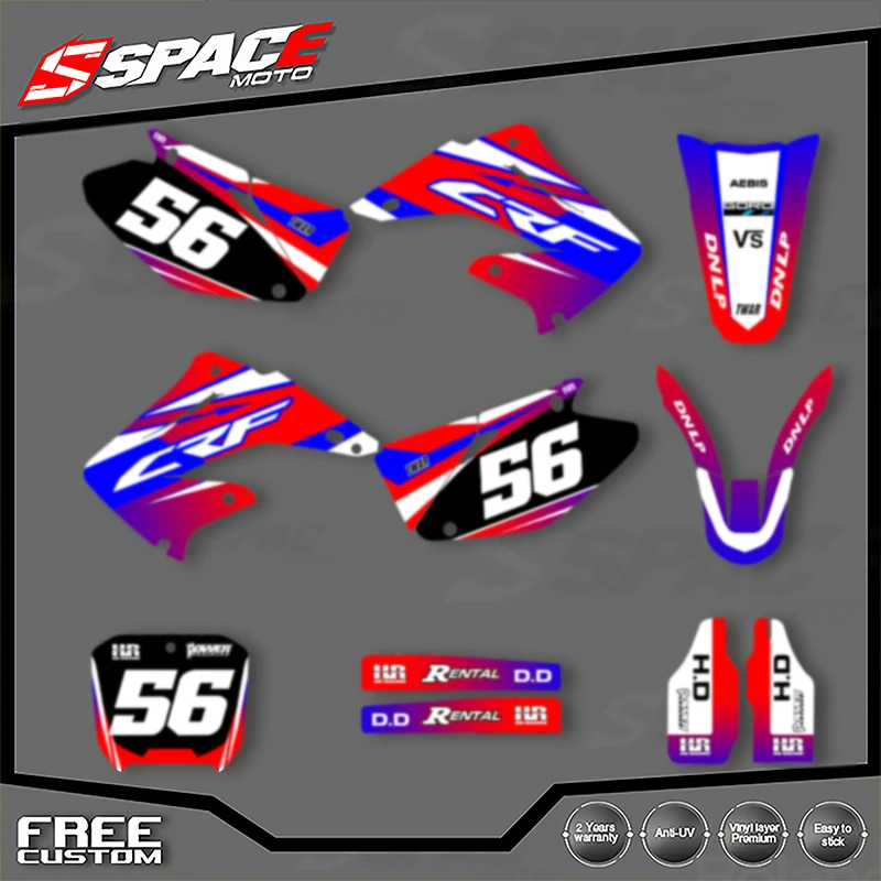

SPACE Custom Motorcycle Graphics Background Decal for HONDA CR125 250 2002 2003 CR125 250 2004 2005-2012 Decals Stickers Kit
