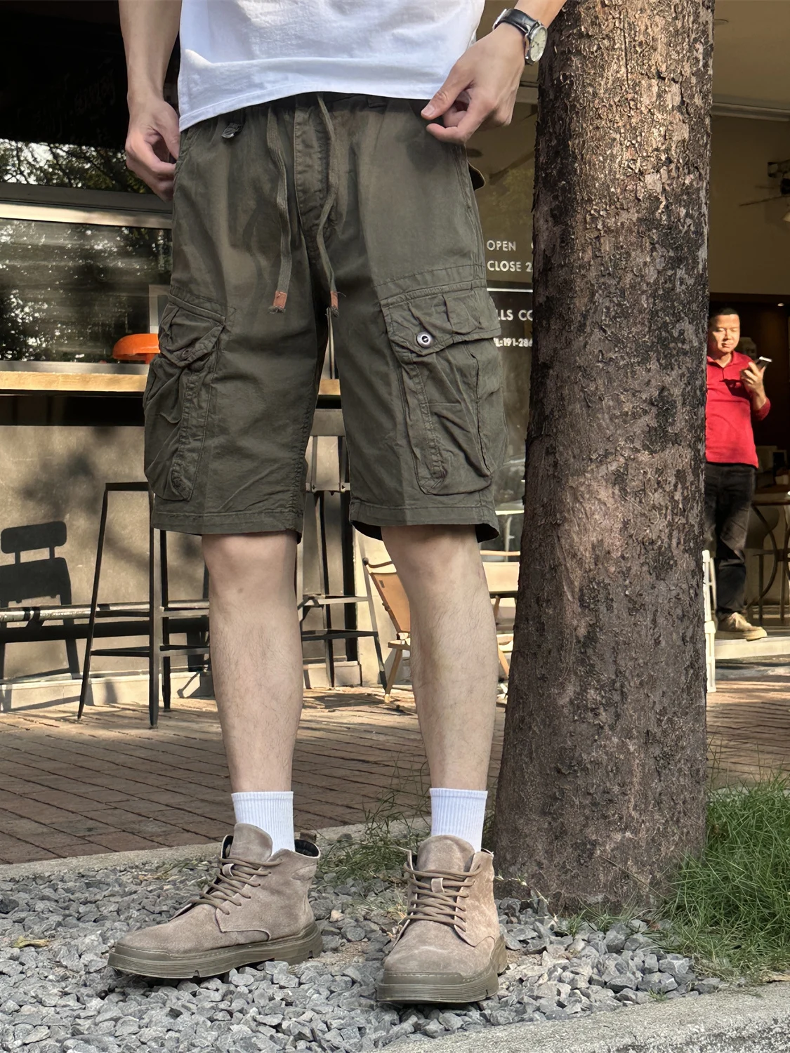 

Модные американские брюки для спецодежды, повседневные свободные брюки с пятью четверками, молодежные энергетические износостойкие прямые брюки