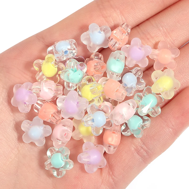 100 stücke 12mm Blume Acryl Perlen Gemischte Farbe Matte Transparente Sonnenblume Lose Perlen Für Schmuck Machen DIY Armband Telefon kette