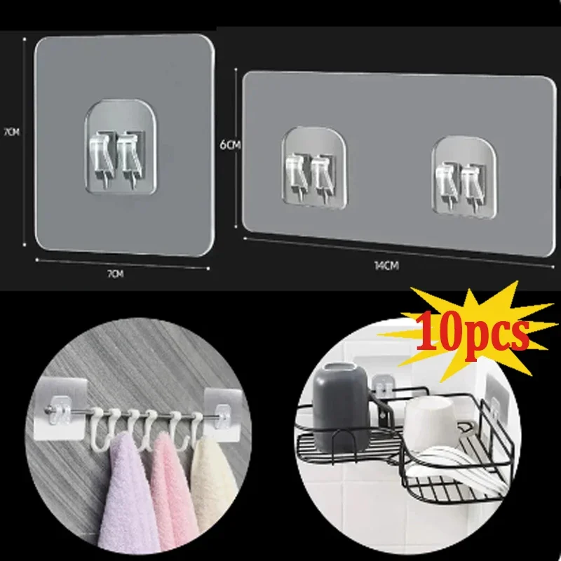 20/1pcs Transparent Self Adhesive Hooks for Kitchen Bathroom Wall Storage Hanging Holder Shelf Hook Rack Fixing Stickers Gadgets