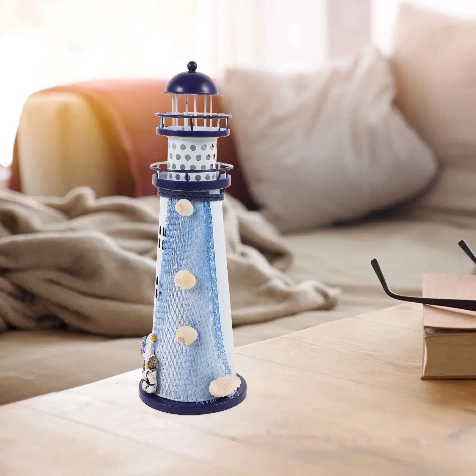 

Lighthouse Craft Iron Ornament Shining Design Safe Home Decor Small Size Random Pattern Beautiful Ornament Lighthouse