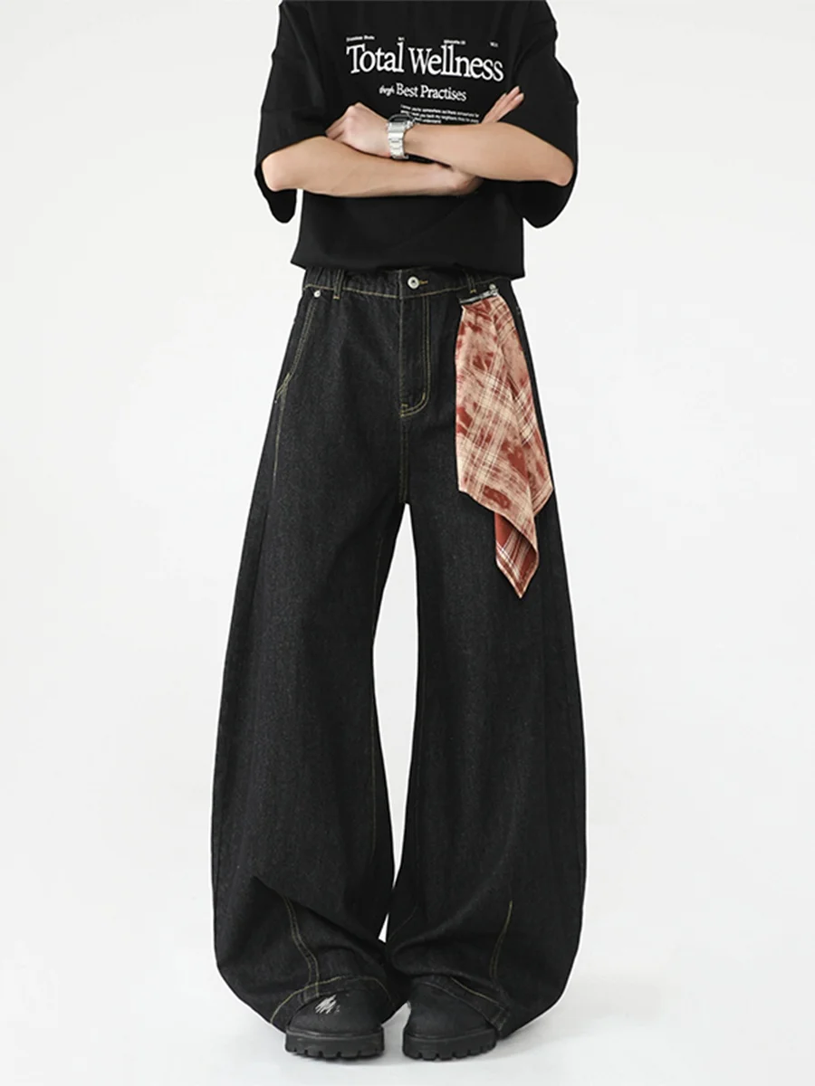 

Джинсы Boyue American Street Sle Color Blo с отстегивающимся шарфом, модные повседневные брюки для мужчин и женщин, молодежный стиль