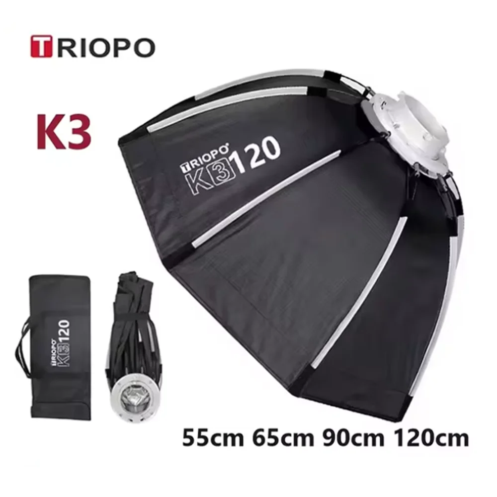 TRIOPO K3 Series 55cm 65cm 90cm 120cm Quick-Setup Octagon Softbox Bowens Mount for Godox Aputure Sokani Studio LED Video Light