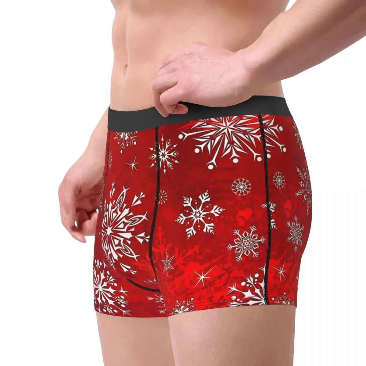 Fiocchi di neve sfumati rossi Happy Merry Christmas mutande Homme mutandine intimo da uomo pantaloncini Sexy slip Boxer