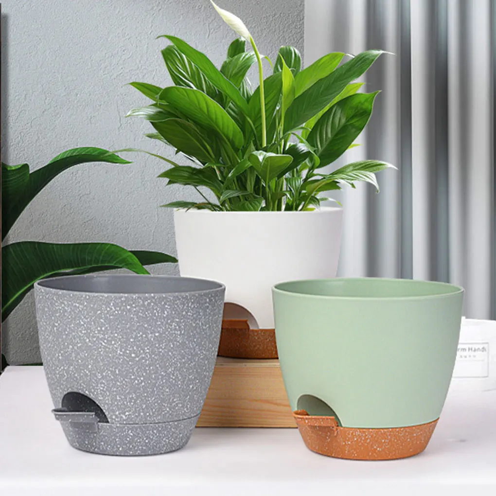 

3x Biodegradable Plant Pots For Environmentally Friendly Gardening Corrosion Resistant Flower Pots Green pot brown tray