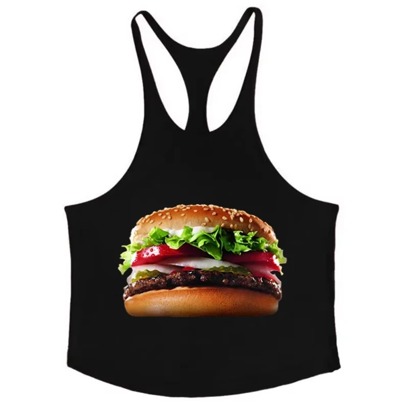 

Men's Self-Discipline Stringer Vest - Cotton Gym Sleeveless, Attractive Food Printed Fitness Vest, Training Top, New Collection