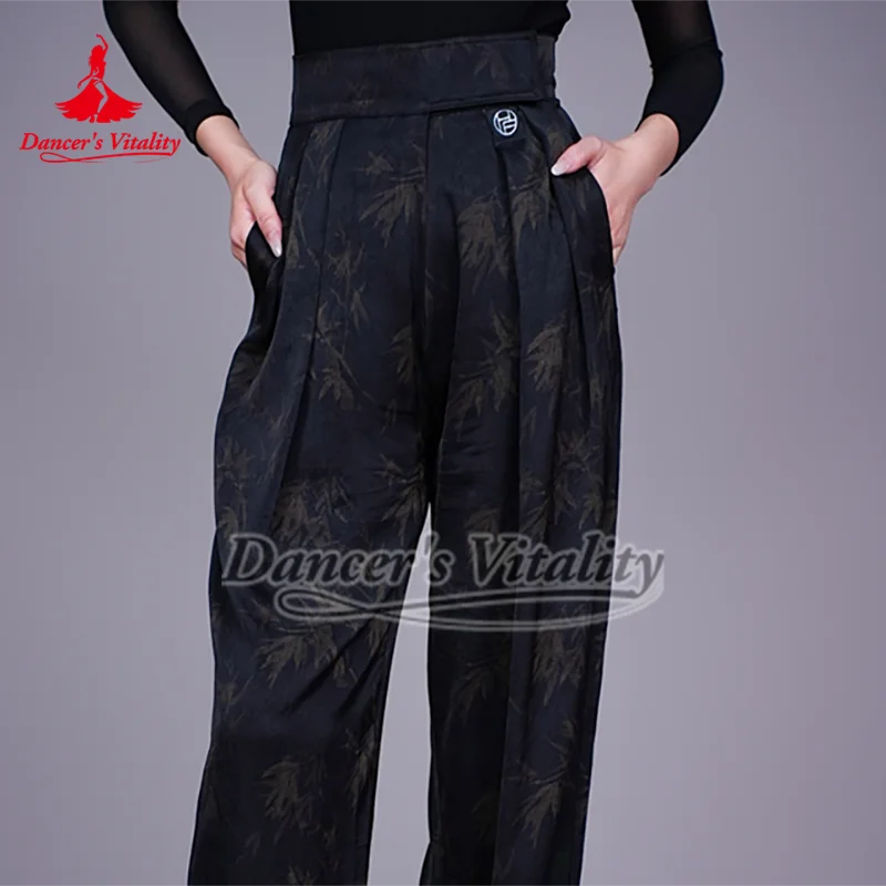 Pantalon de danse latine et sociale de style chinois, jambe droite, Chacha valse, Tango, cours d'entraînement, Costume de groupe, pantalon pour adulte