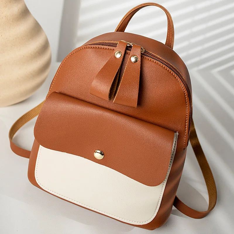 

Women's Double Handle Color-Block Small Backpack Crossbody Casual Backpack