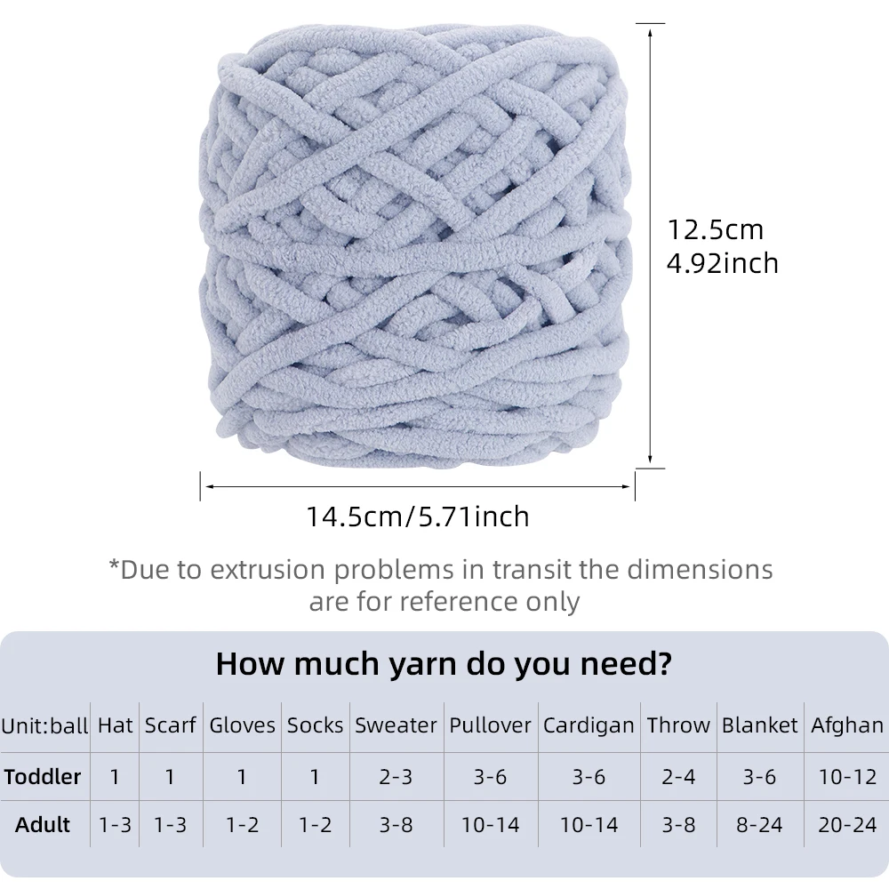 QJH 5 قطع من خيوط الشنيل المكتنزة (95 جم/3.35 أونصة)، غزل الصوفى لبطانية الحياكة اليدوية، قفازات وشاح شال سترة