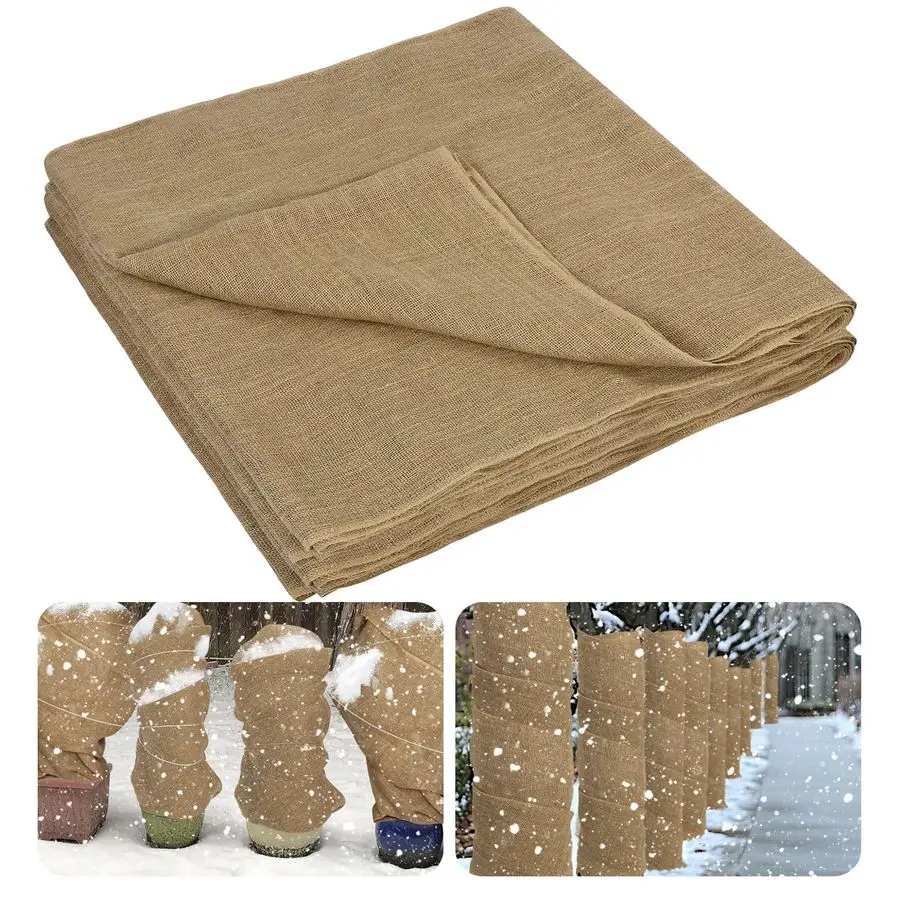 

50ftx40in Large Burlap Plant Covers Freeze Protection Winter Frost Blankets Cloth Natural Burlap Fabric Roll for Outdoor Bushes