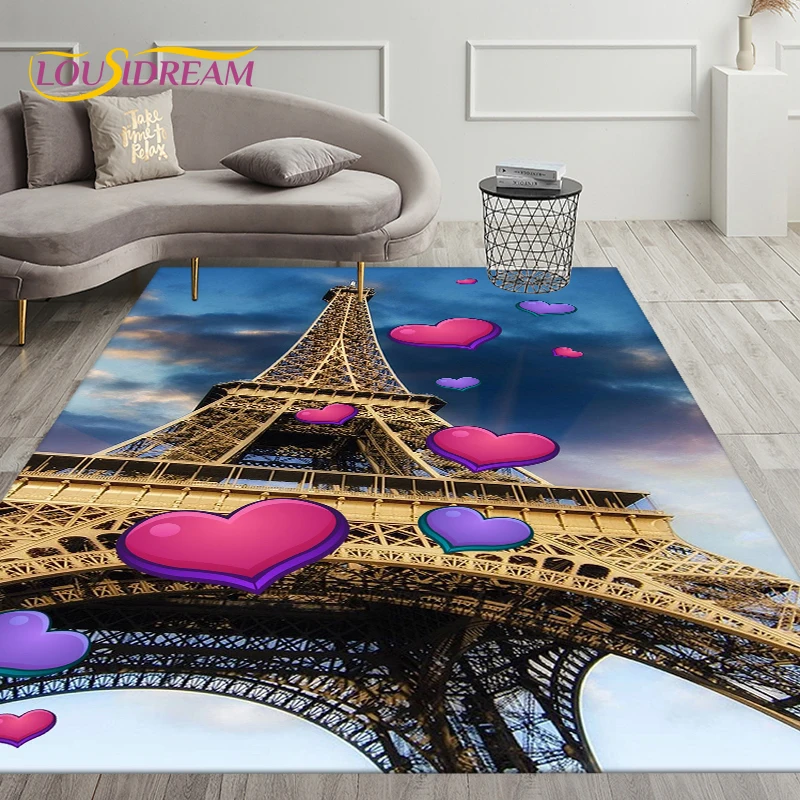 France Paris Eiffel Tower Art Area Rug,Carpet Rug for Living Room Bedroom Decoration,Kids Play Crawling Soft Non-slip Floor Mats