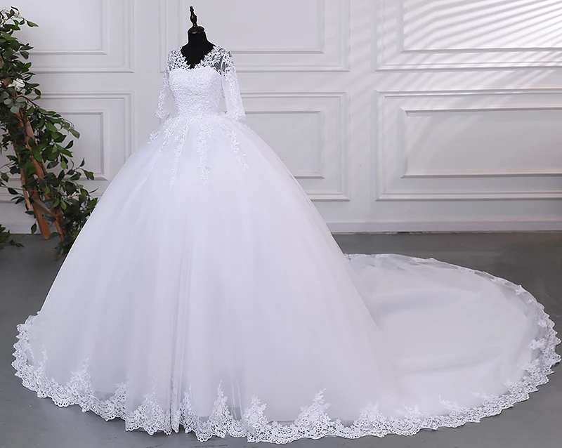 

2025 Half Sleeve Brides Wedding Dresses Cheap Wedding Dress Pure White Wedding Dresses With Train Customized Party Dress