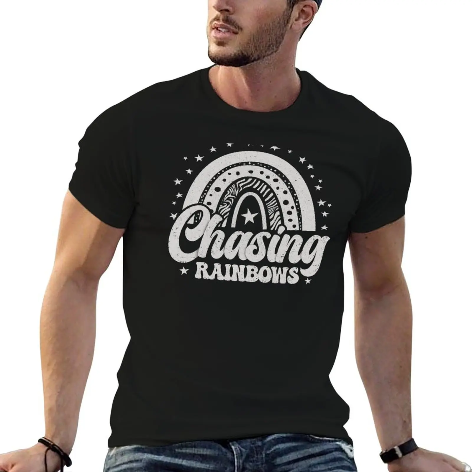 Chasing rainbows - Funny Quote T-Shirt Casual All Match Short Sleeve T-Shirt