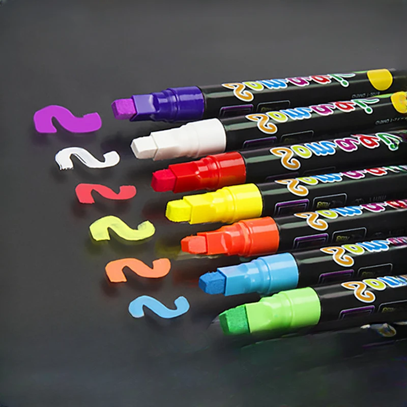 

8-color Fluorescent Board Special Pen Erasable Color Liquid Chalk Handwritten Advertising Light Board Pen Fluorescent Pen